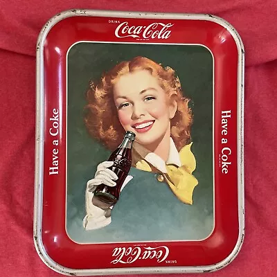 Vintage 1948 Coca-Cola Metal Serving Tray  Have A Coke  Redhead Girl 13 X 10.5 • $22.95