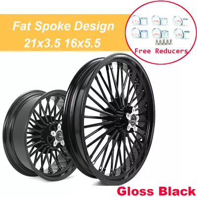 Fat Spoke 21x3.5 16x5.5 Wheels Rims For Harley Softail Fatboy Night Train FLSTF • $630.99