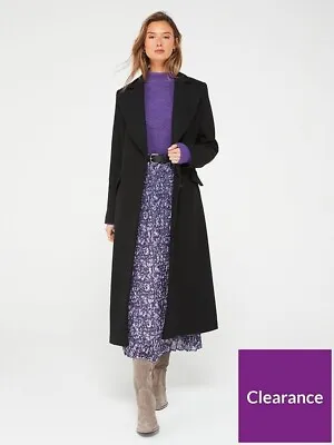 Fig & Basil Tailored Longline Overcoat - Black UK 18 • £44.25