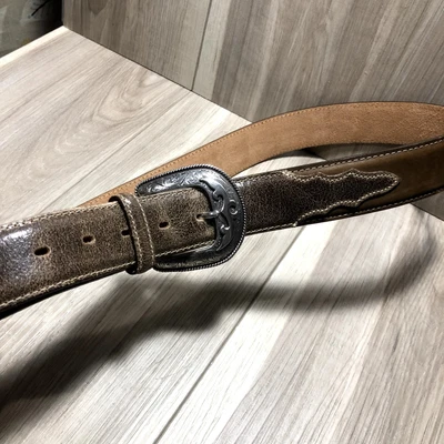$29.99 • Buy Tony Lama Men's 42 Tan Western Leather Belt #C41765 Brown Tooled Silver Buckle