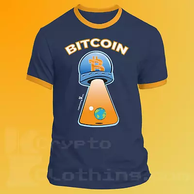 Bitcoin BTC Crypto Navy/Gold T-Shirt UPC389 • $35