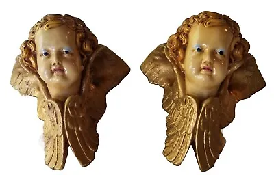 Vintage Cherubs Hand Painted Pottery Sconces/Brackets Wall Hanging  • $59.99