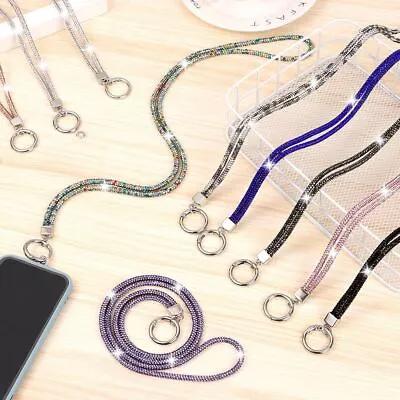 Cord Rhinestone Phone Lanyard Chain Straps Diamond Crystal Anti-lost Rope • $9.03