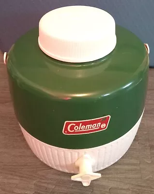 Vintage Coleman Green & White Water Jug Cooler 1 Gallon With Spout Made 1974 • $19.99