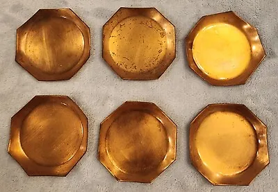 Vintage Copper Octagon Mid Century Modern Coasters Set Of 6 • $37.94