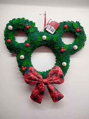 Disney Parks Christmas Holiday Mickey Plush Wreath Brand New Hidden Mickey • $25