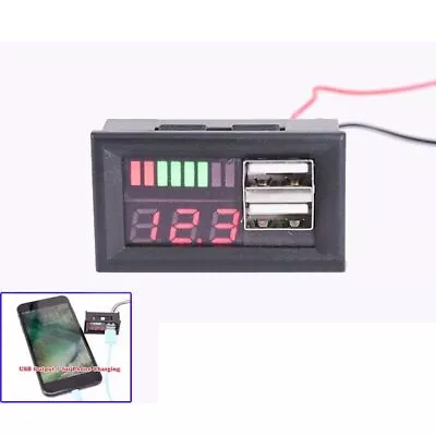 Indicator Battery Capacity 12V Voltage Meter Gauges Volt Meters USB Charger • £4.94