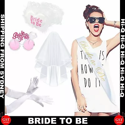 Bridal Shower Wedding Veil Bride To Be Satin Sash Bachelorette Party Girl Hen Pa • $5.04