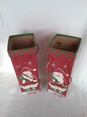 Pair Of Father Christmas Scandi Style Bottle Gift Boxes Decorations • £8.50