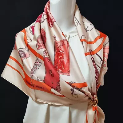 RARE VINTAGE HERMES Silk Scarf  Carnets De Bal  Carre 90 By Caty Latham • $278