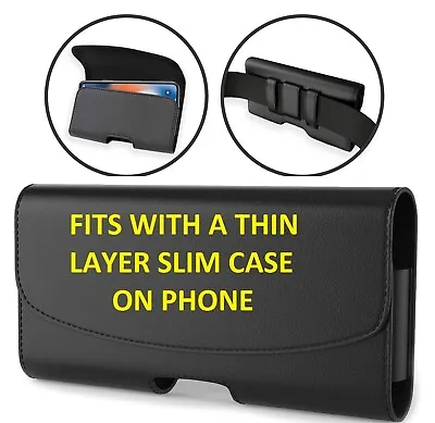 Leather Phone Holder Holster Carrying Case With Belt Clip & Belt Loop Slim Fit  • $8.98