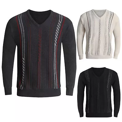 Mens F&F V Neck Jumper Soft Touch Relaxed Top Fine Knit Sweater Pullover New • £11.99