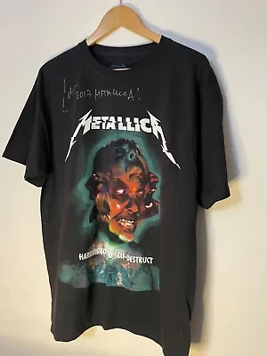 Metallica Lars Ulrich Signed Hardwired Tour T Shirt Size L Rare • £175