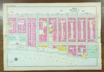 £93.38 • Buy Vintage 1916 UPPER EAST SIDE MANHATTAN NEW YORK CITY NY Map ~ G.W. BROMLEY
