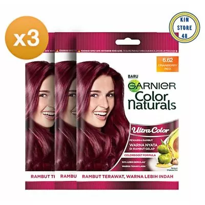 GARNIER Color Natural Hair Sachet Glow In The Dark #6.62 Cranberry Red 3 Pcs • $28.28