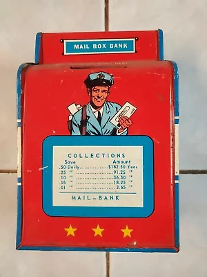 Vintage Toy 5 3/4  High Ohio Art Tin Metal Mail Box Airmail Speeds Letters Bank • $33.33