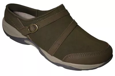 Easy Spirit Equinox Womens 9 M Suede Slip On Mules Loafer Slides Clogs Olive Tan • $40
