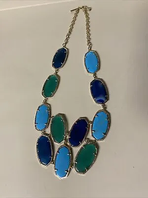$650 • Buy Rare Kendra Scott Vintage Drea Necklace Turquoise Blue & Green Agate Statement