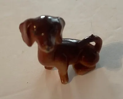 Vintage Mini Tiny Dog Figurine Hard Plastic Dachshund Weiner Dog Hong Kong 1  • $6