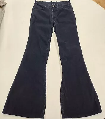 Vintage Levi's 684 Corduroy Pants Navy Blue Bell Bottom USA Made 34x34 (1978) • $218.99