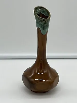 Vintage Van Briggle Bud Vase Art Pottery Turquoise Green Brown Drip Glaze • $18.50