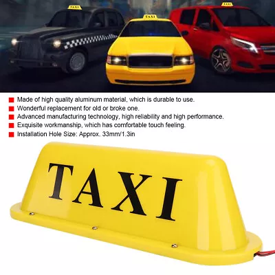 $24.34 • Buy For 12V LED Magnetic Taxi Sign Roof Top Car Super Bright Light Lamp With Cigar