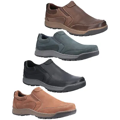 Mens Hush Puppies Jasper Casual Slip On Smart Leather Shoes Sizes 6 To 15 • £38.99