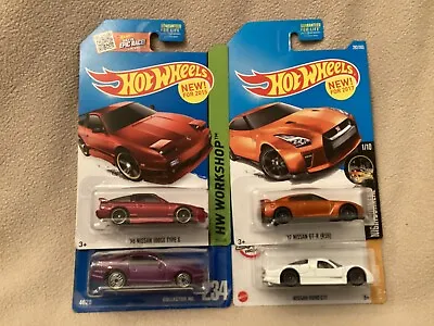 Hot Wheels ~ '96 Nissan 180SX Type X ~ Custom Z  ~ R390 GTI GT-R (R35) Lot Of 4 • $22.99