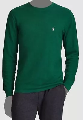 $50 Polo Ralph Lauren Mens Green Logo Waffle-Knit Thermal Pajama Shirt Size M • $15.98
