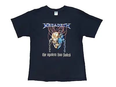 Gildan L Black Megadeth Band T-shirt Men's The System Has Failed Skull Graphic • £14.99