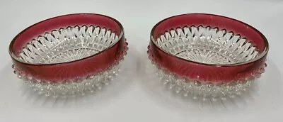 Vintage Indiana Glass Diamond Point Ruby Red Flash 2 Piece 5  Bowls • $22.99