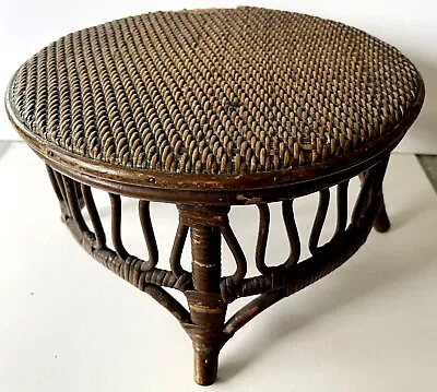 Antique Victorian “Wicker” Footstool 11 ½  By 6 ½ Inches • $100