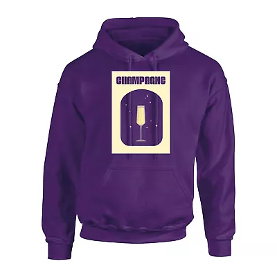 CHAMPAGNE Mens & Womens Hoodie Cocktail Alcohol Adult Bubbly Drink Retro Funky • £29.95