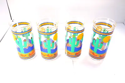 4 Vintage Culver Encounters Desert Themed Cactus Acrylic Iced Tea Glasses 18oz • $13.99