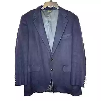 Van Julian Men's Sport Coat Blazer  Vintage Jacket Camel Hair Blue Size 44L • $23.99