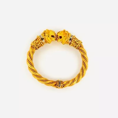 Vintage Lalaounis 18k Gold Ruby And Diamond Lion Head Bangle Cuff Bracelet • $5000