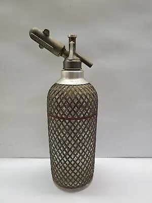 Vintage Sparklets London Metal Mesh Wrapped Glass Seltzer Bottle Art Deco  • $35