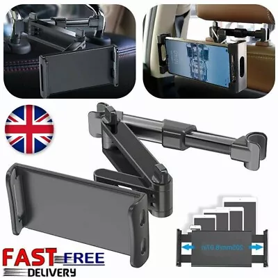 Car Back Seat Headrest Long Mount Holder IPad Tablet Rotate Extendable NEW • £10.89