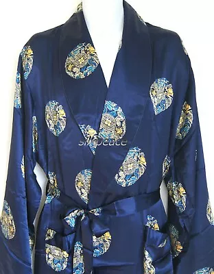 SILKPEACE 2nd Item FREE SHIP Mens Silk Satin Robe Pajamas Lounge Bath Robe Sleep • $14.39