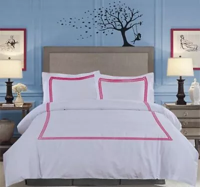 Scala Soft Brushed 600-TC Egyptian Cotton 3-Line Embroidered Duvet Cover Set • £58.90