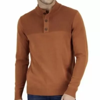 Club Room Men’s Orange Cotton Mock Neck Sweater Size L • $18.95