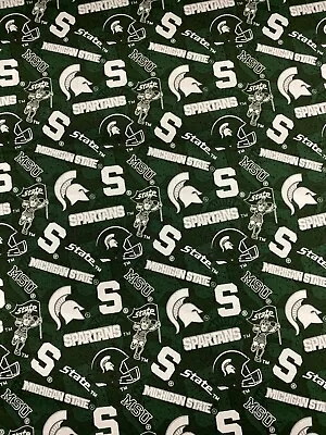 Michigan State Spartans Helmet Msu Go Green  Cotton Fabric Fq • $3.99