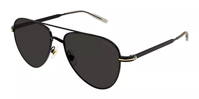 NEW Mont Blanc MB0235S-001 Black Black Grey Sunglasses • $219.49