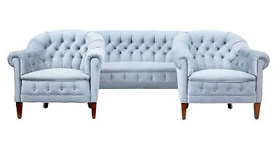 £7425 • Buy Early 20th Century Buttonback 3 Piece Suite Sofa And 2 Chairs