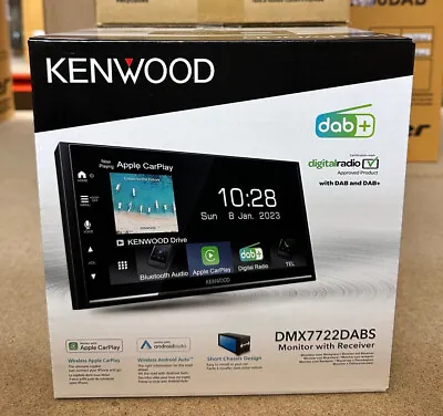 Kenwood DMX7722DABS 7  Screen CarPlay Android Auto Bluetooth DAB Car Stereo NEW • £399.99