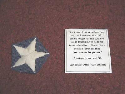 American Flag STAR Token From The Lancaster American Legion # 34 • $2.50