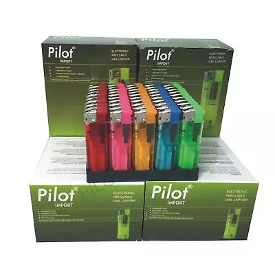 £11.99 • Buy 50 Electronic Lighters Refillable Gas Child Safety Adjustable Flame In 5 Colours