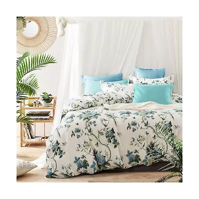 Exotic Modern Floral Print Bedding Birds Flowers Dusty Grey Design 100% Cotto... • $163.54