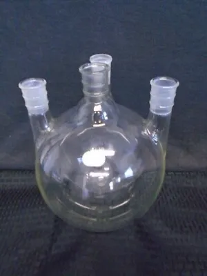 ACE Glass 5000mL 4-Neck Vertical Round Bottom Reaction Flask 29/42 Joints 6952 • $179.99