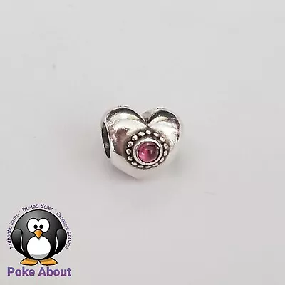 Authentic Pandora Pink Rhodolite Treasured Puff Heart Charm Retired 790573RHL  • $45